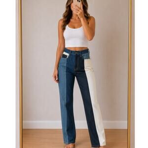 Daya by Zendaya 🌿NWT Colorblock Jeans Women’s Medium Straight Leg Denim